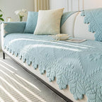 Cotton Quilted Dog Couch Cover for Sofa Farmhouse Rustic Embroidery Sectional Couch Cover Soft Anti-Slip Sofa Slipcover Furniture Protector for Kids, Pets (Blue,36"x82")