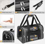 Soft-Sided Cat/Dog/Pet Carrier, Collapsible Pets Travel Carriers for Big Cats/Small Dogs with Shoulder Strap & Removable Mat, Mesh Puppy Carry Bag, Up to 16 Lbs, TSA Airline Approved(Dark Grey)