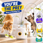 Interactive Cat Toys for Indoor Cats - Automatic Flying Bird Feather Toy with Sticky Suction Base, USB Rechargeable 360° Electric Cat Teaser, Touch Activated Self-Play Toy for Bored Cats