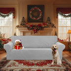 Stretch Oversized Couch Covers for Sofa Slipcover,Silver | 1-Piece Washable Sofa Cover (94"-110") 4-Seater Furniture Protector, Soft Jacquard Non-Slip Elastic Bottom for Dogs & Kids