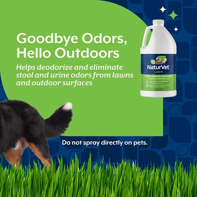 NaturVet Yard Odor Eliminator for Outdoor Dog Odors- 64 oz Refill | Yard Odor Eliminator for Dogs - Neutralize Stool & Urine Odors on Grass, Plants, Patios, Gravel, Concrete & More, Refill