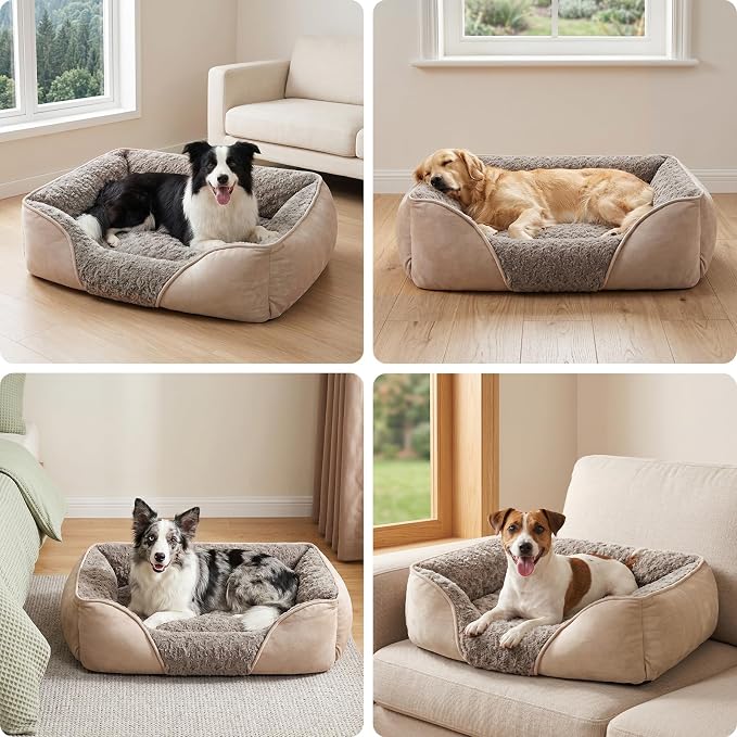 INVENHO XX-Large Dog Bed for Large, Medium, Small Dogs - Rectangle, Washable, Orthopedic, Soft, Calming, Durable Pet Cuddler with Anti-Slip Bottom - XXL (42"x30"x10")