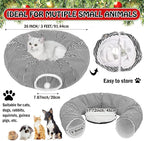 Soulchen Black and White Cat Tunnel Bed Under Christmas Tree 3ft x 3ft x 9.8in Detachable Donut Tunnel Sandworm 3-in-1 Indoor Cats Cave for Kitty Rabbit Ferret Puppy(Striped Black)