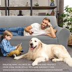 ZNSAYOTX Stretch Oversized Couch Cover Universal Sofa Covers for Living Room Dogs Pet Furniture Protector Spandex Extra Large Sofa Slipcovers with Anti Slip Foam Sticks (Light Grey, XL Sofa)