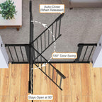 Cumbor 36" Extra Tall Baby Gate for Dogs and Kids with Wide 2-Way Door, 30"- 46" Width, and Auto Close Personal Safety for Babies and Pets, Fits Doorways, Stairs, and Entryways, Black