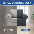 Stretch Chair Sofa Slipcover, Single Couch Cover,Charcoal | 1-Piece Washable Sofa Cover,Pet Friendly (31"-55") Furniture Protector Soft Jacquard Elastic Bottom for Dogs & Kids