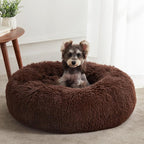 WESTERN HOME WH Calming Dog Bed & Cat Bed, Anti-Anxiety Donut Dog Cuddler Bed, Warming Cozy Soft Dog Round Bed, Fluffy Faux Fur Plush Dog Cat Cushion Bed for Small Medium Dogs and Cats | Fluffy Faux Fur Round Cuddler,Anti-Anxiety,Anti-Slip Bottom,Pet B...