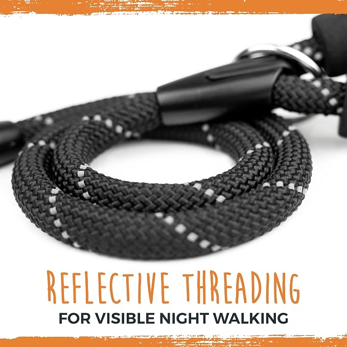 Mighty Paw Double Dog Leash with Rope Handle - Double Leash for Two Dogs No Tangle Design. Split Lead for 2 Pets. Adjustable to Fit All Sized Breeds. Reflective Dual Pet Lead for People with 2 Pups