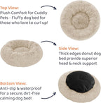 Donut Dog Bed - Premium Comfort for Anxiety Relief - Fluffy & Calming Design with Ultra-Plush Support | Cozy Round Dog Bed with Super Soft Circle Style (Beige, Large)