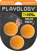 Playology Dog Toys | Squeaky Chew Ball for Dogs, Value 3-Pack | Cheddar Cheese Scented Small Dog Balls | Bouncy Floating Chew Toys for Fetch