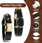 Leather Dog Collar and Leash Set, 6FT Heavy Duty Leather Training Leash with Adjustable Dog Collar, Soft and Durable Dogs Leashes and Collars Set for Small Medium Large Dogs (Black, L)