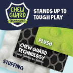 goDog Crazy Tugs Monkeys Squeaky Plush Dog Toy with Chew Guard Technology, Durable Fabric & Squeaker for Active Play, Green, Large