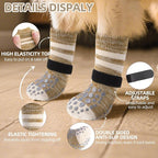 PUPTECK Non Slip Dog Socks to Prevent Licking for Hardwood Floors, Shoes for Hot Pavement Summer Small Medium Large Size Dogs Traction Control Booties Paw Protectors Boots Cold Winter