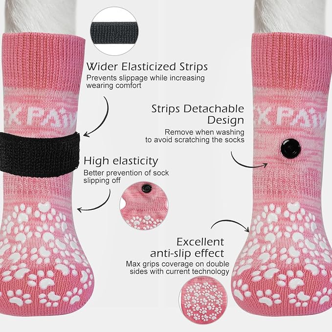 EXPAWLORER 6PCS Anti-Slip Dog Socks to Prevent Licking Paws,Dog Shoes for Hot Pavement,Best Paw Protector Traction Control on Hardwood Floor,Dog Booties for Puppy Small Medium Large Senior Dogs