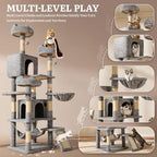 YITAHOME 75-Inch Tall Multi-Level Cat Tree Indoor | Cat Tree Tower with Condos, Top Perches, Sisal Ramp, Scratching Posts & Cozy Basket Hammocks