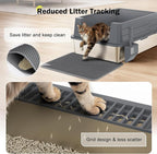 Stainless Steel Litter Box Extra Large for Big Cats Multi-Cats, Jumbo Extra Large Metal Cat Litter Box with High Sided Lid, Anti-Urine Leakage, Non-Stick,Include Litter Scoop