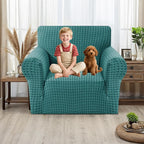 MAXIJIN Stretch Sofa Chair Slipcovers with Arms (31"-46 Washable Chair Cover Armchair with Non-Slip Foam & Elastic Bottom, Dog Cat Pet Friendly Furniture Protector (Small, Peacock Blue)