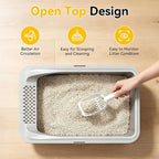 2-Pack XL Stainless Steel Cat Litter Box for Large Multi-Cat, Gray | High Sides, Extra Large Tall Wall Open Top Deep Metal Pan, Anti-Leak Non-Stick Odor Control, 2 Scoops Included