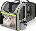 pecute XL Cat Backpack Expandable, Cat Carrier Backpack Acrylic Window | Durable Oxford Cloth, Lockable Zipper,Use for Pet Under 15 lbs to Travel