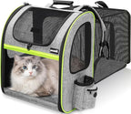pecute XL Cat Backpack Expandable, Cat Carrier Backpack Acrylic Window | Durable Oxford Cloth, Lockable Zipper,Use for Pet Under 15 lbs to Travel
