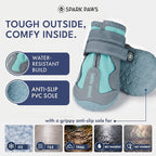 Spark Paws 365 Dog Shoes - All-Season Boots for Winter Snow & Hot Pavement | Water-resistant, anti-slip, stay-on straps - rain, ice & summer booties in one. Reflective; small, medium & large dogs