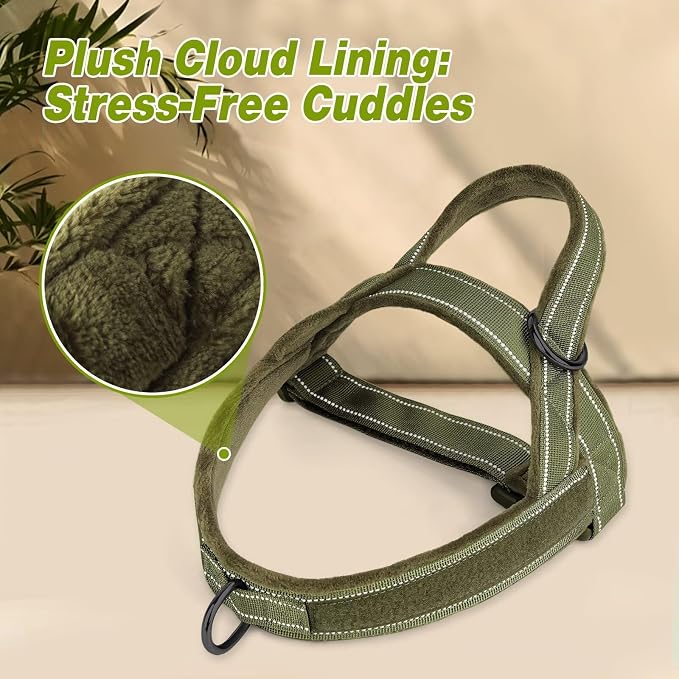 Forestpaw No Pull Dog Harness with Large Handle,Comfortable,L,Green | Adjustable Fits Chest 26-31",50-80 lbs,Slip On,Quick Release,Easy Control,Soft Padded,for Medium Large Dogs Walking Training
