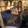 Dog Car Seat for Small & Medium Dogs up to 35 lbs – Hard Bottom Booster with Safety Tether, Non-Slip Waterproof Oxford Fabric, Storage Pockets, Fits Cars, SUVs & Trucks (Blue, Up to 35 lbs)