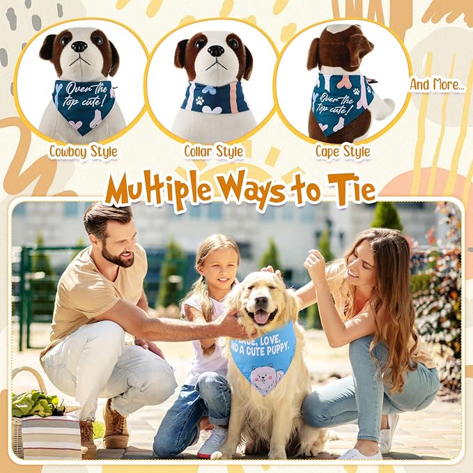 Sweetude 100 Pcs Plaid Dog Bandanas Bulk Paw Print Dog Scarf Bibs Puppy Pet Bandanas with Captions Adjustable Cat Outfit Washable Triangle Scarf Kerchief for Small to Medium(Vivid)