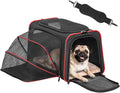 Petsfit Large Expandable Cat Carrier for Travel, Up to 18 lb | 19 x 12 x 12 in; roomy expandable space with a reinforced frame, locking zippers, interior safety tether and large pocket.