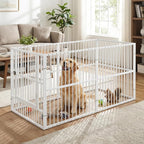 Dog Playpen 32" Height – Heavy Duty, Foldable | 25mm Steel Tubes, 40.8 lbs sturdy frame, rubber non-slip feet, indoor & outdoor, tool-free assembly, Small & Medium Dogs