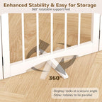 Free Standing Dog Gate Indoor, Foldable Dog Gate for Stairs Doorways | 3-Panel Freestanding Pet Gate with Support Feet for Stability, Folding Puppy Gate Easy to Move, Doggy Gate 54"x24", White