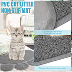 7 Pcs Small Cat Kitten Starter Kit Cat Litter Box with Shovel Paw Litter Mat Double Automatic Kitten Bowls Toy Teaser Stick Collar Essentials Kits for 1-3 Lbs Beginner(Simple,Blue)