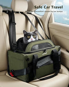 Pecute Expandable Airline Approved Pet Carrier for Cats & Dogs, Light Gray | Fits pets under 11 lbs, Under-seat airline approved, Anti-scratch mesh, Safety leash & locking zippers, Leakproof pee pad