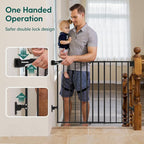 Babelio No Bottom Bar Baby Gate, 28" H x 26-43" W, Black | Easy Install| One-handed Opening| Auto-close| Drill Needed Indoor Safety Dog/Pet Gate for Stairs, Hallways & Doorways