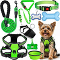 No Pull Dog Harness Adjustable Collar & Leash Set - Dog Halter Harnesses Collapsible Bowls & Poop Bag Dispenser Muzzle ID Tags Toys Fits Small Medium Large Dogs (Green-S)