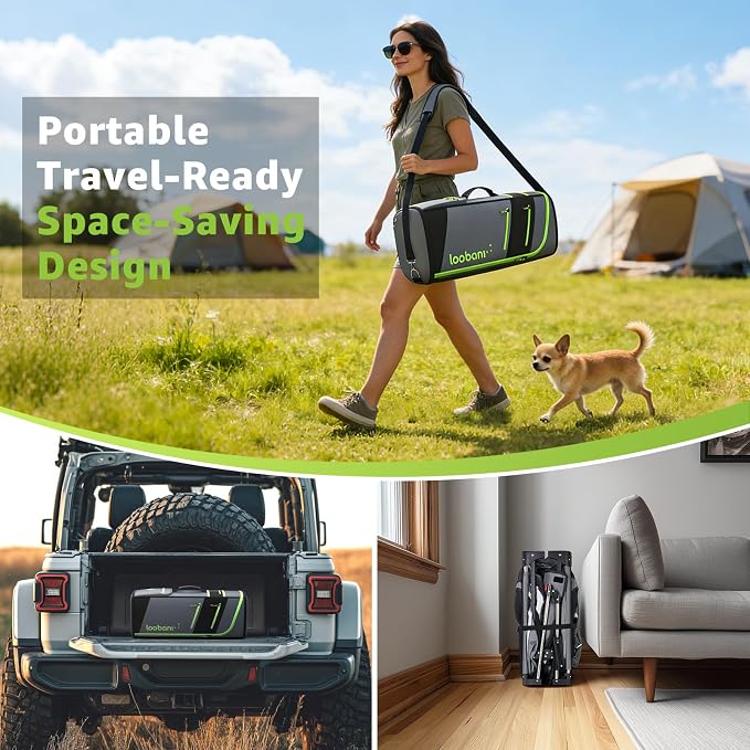Loobani Foldable Dog Playpen Indoor/Outdoor,1 Min Setup, 43.3"x43.3"x27.1" | 690D Oxford Fabric & Reinforced Steel/Iron Frame, Portable Puppy Playpen With Rugged Carry Bag For Home &Travel