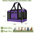 GAPZER Pet Carrier for Cat 18x11x11 Inch, Top Load Small Dog Car Ride Crate | 4-Sided-Ventilated Kitten Carry Purse, Soft Portable Pomeranian Cloth Kennel in Cabin, Kitty Taxi Bag FAA Complaint Car Seat