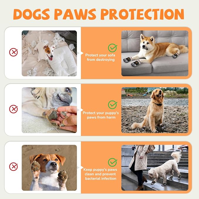 Dog Boots for Large Medium Small Dogs, Dog Shoes for Winter Snow, Non- Slip Waterproof Outdoor Dog Booties Paw Protectors with Reflective Strap for Snowy Hardwood Floor Hiking Walking, Size 7
