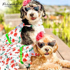 Parisian Pet Floral Dog Dress - Summer Cotton Clothes for Large Dogs Girl - Red Poppies Pet Dress - Stylish Boho Dog Beach Outfit - Adjustable Puppy Clothes - Lightweight Dresses for Dogs