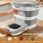 Rice Storage Container, 20 to 50Lbs Collapsible Airtight Rice Container, 30 Lbs Dog Food Storage Container with Wheels, Cup and Scoop, Food Dispenser Bin for Flour, Cereal, Flour, Cat, Bird, Pet