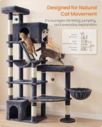 Feandrea 74.1-Inch Cat Tree Tower for Indoor Extra Large Cats, with Scratching Posts, Scratching Board, Multi-Level Design, Dark Gray UPCT016G201S
