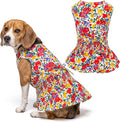 Parisian Pet Floral Dog Dress - 100% Cotton Summer Clothes for Large Dogs Girl - Ruched Waist Pet Dress - Stylish Printed Beach Dog Outfit - Lightweight Puppy Clothes - Sleeveless Dresses for Dogs