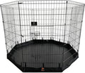 PJYuCien Puppy Playpen with Bottom Pad and Door, 8 Panels 42" H, Black | 24"W, Dual-function Pad, For Large Pets, Foldable Octagonal Pen, Versatile, Indoor & Outdoor, Backyard, Protects Floors