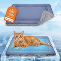 Cooling Mat for Cats, Reversible Self Warming Cat Bed, Dark Blue, 18x24 In | Cool-Touch Ice Silk Side, Plush Fleece Warm Side, Heat-Reflective Foil for Indoor Cats, Kittens, Small Dogs and Crates