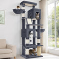 Hzuaneri Tall Cat Tree 84 Inch, Indoor Large Multi-Level Cat Tower | Cat Condo Furniture with 5 Scratching Post, 2 Hanging Basket, 2 Condo, 2 Large Platform, Pet Play House, Dark Grey MS21318SG