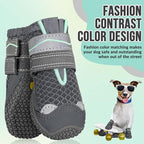 SlowTon Dog Shoes for Large Small Medium Dogs - Breathable Dog Boots for Summer Hot Pavement, Paw Protector for Outdoor Walking Winter Snow, Anti-Slip Rubber Dog Booties for Hardwood Floor (Grey, 4)