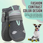 SlowTon Dog Shoes for Large Small Medium Dogs - Breathable Dog Boots for Summer Hot Pavement, Paw Protector for Outdoor Walking Winter Snow, Anti-Slip Rubber Dog Booties for Hardwood Floor (Gray, 3)
