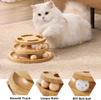 ZOMISIA Cat Ball Track Toy with Puzzle Top, Wooden Cat Toys for Indoor Cats | Interactive Kitty Ball Tower with Spinning Balls, DIY Bell, For Kitten Exercise Mental Stimulation Self Play Home Enrichment