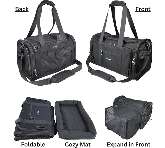 Crash-Tested Expandable Cat Carrier for Crash Protection | 2-in-1 Crash-Tested Small Dog Car Seat & Portable Pet Carrier | CPS Certified for Crash Protection & Safe Pet Travel