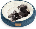Love's cabin Round Donut Cat and Dog Cushion Bed, 24in Pet Bed for Small or Medium Dogs, Anti-Slip & Water-Resistant Bottom, Soft Durable Fabric Pet Beds, Washable Calming Cat Bed Dusty Blue